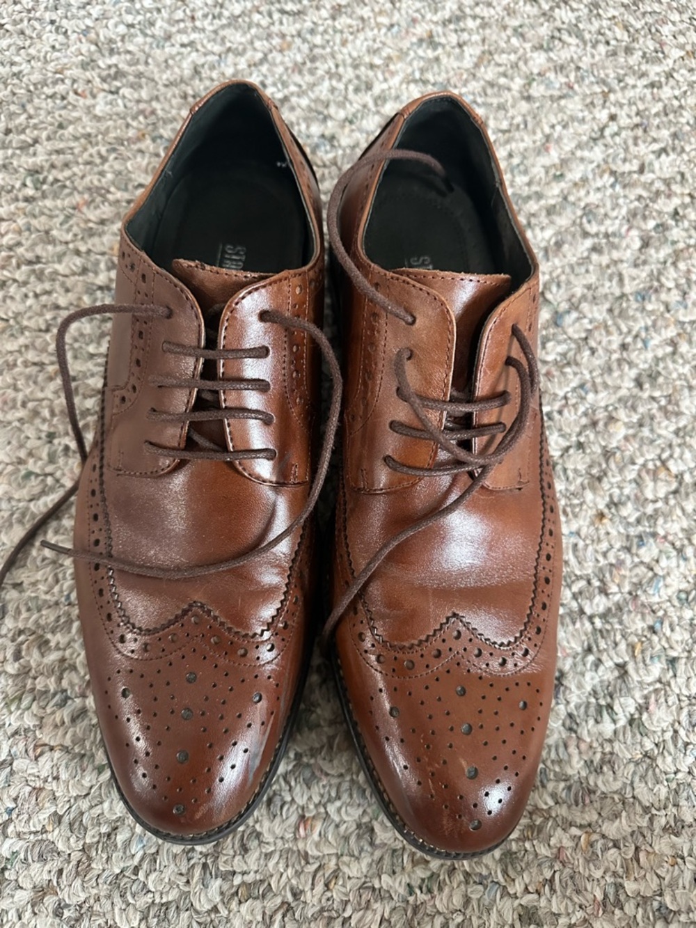 Stacy Adams Cognac Brown Brogue Wingtip Oxfords